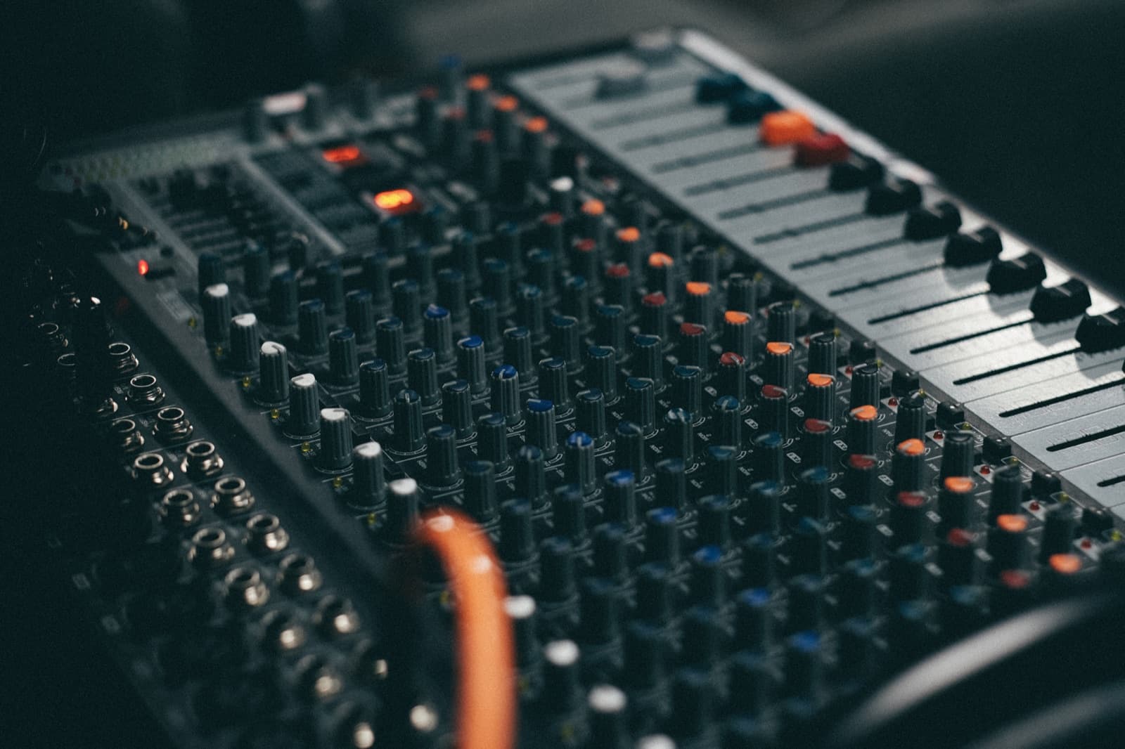 Behringer 20-channel mixer close-up